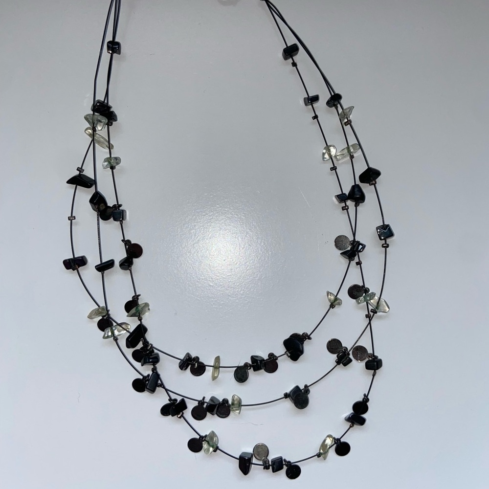 Elegant Black and Silver Beaded Necklace